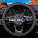 Deer Route Custom-Fit for Dodge Steering Wheel Cover, Premium Leather Car Steering Wheel Cover with Logo, Non-Slip, Breathable, for Dodge Accessories (B-Style,for Dodge)