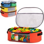 Rexmica 4pcs Toy Storage Organizer Bag Compatible with LEGO Bricks, Travel Bag for Building Bricks, Puzzle, Car Toy, Board Game, Transparent Zippered Pouch Bag for Block Set, Dolls, Toy Bricks