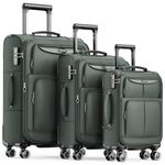 SHOWKOO Luggage Sets 3 Piece Softside Expandable Lightweight & Durable Suitcase Sets Double Spinner Wheels TSA Lock (20in/24in/28in) ArmyGreen