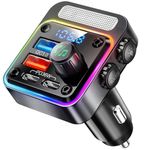 Nulaxy 54W Bluetooth 5.3 Car Adapter with 4 Charging Ports [PD 36W & QC3.0 18W], Wireless Radio FM Transmitter with Deep Bass Player & 5 Colors LED Backlit, Hands-Free Calling - NX16 Black