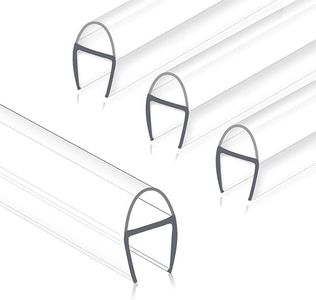 Stysdsf Glass Shower Door Seal Strip, 4 Pcs 3/8" x 39" U-Type Side Seal Strip for 3/8 Inch Glass, Ultra-Clear Frameless Shower Door Side Seal, Stop Shower Leaks & Create Water Barrier, Polycarbonate