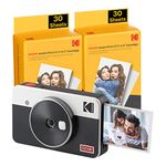 KODAK Mini Shot 2 Retro 4Pass 2-in-1 Instant Camera and Portable Photo Printer (5.3 x 8.6 cm) plus Package with 68 Sheets, White