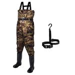 FLY FISHING HERO Chest Waders for Men with Boots Hunting Waders Fishing Boots Neoprene Waders for Women Free Hangers Included (Camo 12)