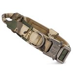 Huntvp Tactical Dog Collar with Control Handle Military Adjustable Collar,Nylon, Metal Buckle, Padded for Medium-sized Dogs Hunting Trainning Outdoors(Camo-XL)