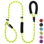 PLUTUS PET Slip Lead Dog Leash, Anti-Choking with Traffic Padded Two Handles, Reflective Strong Sturdy Heavy Duty Rope Leash, 6FT Dog Training Leash for Medium Large Dogs, 6' Green