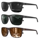 Polarized Sunglasses for Men and Women, Mens Sunglasses with Lightweight Frame and UV Protection (Black/G15/Brown)