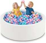 Aunekiv 47.2" x 15.7" Foam Ball Pit for Toddlers, Baby Round Balls Pool for Babies 1-3, Kids Play Ball Pits Ideal Gift for Boys and Girls, Balls Not Included, White