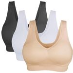 NIRDAMBHAY Seamless Sports Bra Wirefree Yoga Bra with Removable Pads for Women Padded Bras for Women Combo Comfortable High Impact Racerback Padded Bra (L, Pack of (3))