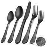 Matte Black Silverware Set , Satin Finish 20-Piece Stainless Steel Flatware Set,Kitchen Utensil Set Service for 4,Tableware Cutlery Set for Home and Restaurant, Dishwasher Safe