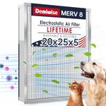 Demiwise 20x25x5 Washable Electrostatic Air Filter, MERV 8 Aluminum AC/HVAC Furnace Filter, Reusable Permanent Air Filter, Lasts a Lifetime, Increases Airflow（Actual Size:19.76"x24.72"x4.33")