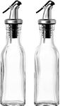 Juvale Set of 2, Oil and Vinegar Cruet Dispenser Set, Glass Bottles for Olive Oil, Small Oil Dispenser for Kitchen, 150 ml Each