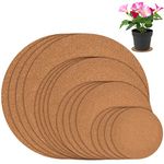 KEILEOHO Set of 16 Cork Plant Mat, 4 Inches, 6 Inches, 8 Inches, 10 Inches Round Cork Plant Coasters, Plastic Cork Pad Absorbent Plant Mat Saucer for Garden Pots, DIY Craft, Home Decoration