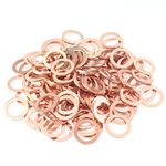 HELIFOUNER 50 Pieces M14x20x1.5mm Copper Washers, Copper Metric Sealing Washers, Inner Diameter 14mm, Outer Diameter 20mm, Thickness 1.5mm