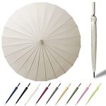 APAPVZAN 24 Ribs Golf Umbrella Large Windproof Umbrellas Automatic Open Oversize Anti-UV Straight Umbrella for Rain Suitable for Man&Woman（9 Colors) Creamy-white