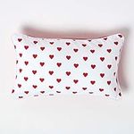 HOMESCAPES - 100% Cotton - Love Hearts - Cushion Cover - 30 x 50 cm Rectangular - 12 x 20 Inches - Red White - 100% Cotton Sofa Pillow Cushion Cover - Washable