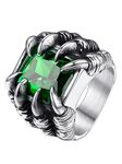 Emerald Ring for Men Gothic Jewelry Dragon Claw Motorcycle Rings Size 10