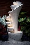 EXPLEASIA Resin 7 Stacked Chalice Water Fountain For Home, Office, Garden (White) Water Fountain For Home Decor, Fountain For Living Room