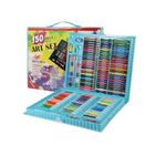 KARP Children Deluxe Art Drawing Crayon Color Set for Kids Case Art and Craft Supplies Drawing and Painting Set Great Gift (150Pcs -Blue)