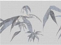 Dundee Deco DDAZBD9277 Peel and Stick Wallpaper Border - Abstract Grey Leaves Wall Border Retro Design, 15 ft x 7 in (4.57m x 17.78cm), Self Adhesive