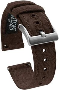 BARTON WATCH BANDS Quick Release Canvas Watch Band Straps, Chocolate Brown, 18mm
