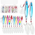 10 Pcs Fishing Jigs Metal Fishing Spoons Lures, Long Casting Jigging Spoon Lure Vertical Hard Swimbaits for Walleye Bass Trout Freshwater & Saltwater