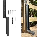 ARKSOLDIER Thickened Fence Post Repair Kit, Steel Fence Post Stakes, Anchor Ground Spike for Fix Broken 4x4/6x6 Wooden Fence Post Support (1 Pack/Black)