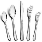 40-Piece Silverware Set, E-far Stainless Steel Modern Flatware Cutlery Set Service for 8, Tableware Includes Dinner Forks/Knives/Spoons, Mirror Polished, Dishwasher Safe