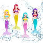 TOPWAYS Pool Diving Toy Set 4 Diving Crystal Mermaids Diving Torpedoes Swimming Underwater Pool Training Toys Diving Games Training Children's Gifts (Mermaid (Crystal Tail))