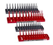 Hansen Global 92003 SAE & Metric, 3-Row Socket Tray Set - 4-Pieces, Red & Grey