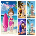 Jodimitty Personalised Beach Towel, Cartoon Girl Dress Up Free DIY Bestie, Microfiber/Polyester Cotton, Custom Name Beach Towel for Summer Vacation, 60x120cm/76x152cm/90x180cm