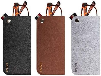 EZESO ESSENTIAL SKINCARE 3 Pack Soft Felt Glasses Case – Scratch-Resistant Sunglasses Pouch with Hanging Loop, Sunglass Storage Bag for Travel, Slim Glasses Case for Backpack & Purse