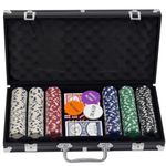 Trendi 'Black Edition' 300 Piece Texas Holdem Poker Chip Set with Aluminium Case – Casino Grade Chips, Blackjack Mat, Playing Cards & Dealer Buttons – Ultimate Poker Night Kit for Home Games