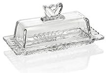 Bezrat Glass Butter Dish | Premium Butter Dish with Lid and Easy Grip Handle | Easy to Use and 100% Food Safe - Dishwasher Safe | Flower Addition