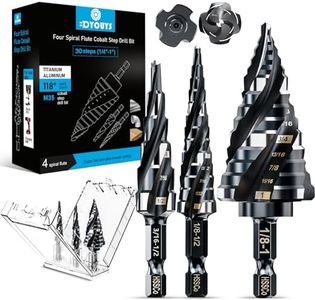 Four Spiral Flute M35 Step Drill Bit Set 1/4"-1"(3 pcs 30 Sizes), 1/4" Shank for Metal Step Drill bit, Impact Resistant Cobalt Step Drill Bit, for Stainless Steel, Wood, Aluminum, Plastic