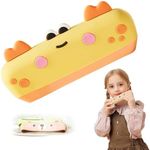 16-Hole Cartoon Kids Harmonica 2025 New Silicone Mini Harmonica for Kids Children - Key of C - Removable Full Body Washable - Cute Musical Instruments for Toddler (Yellow)