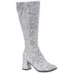 Gizelle Womens Fancy Dress Party GOGO Boots 1960s & 1970s Retro Glitter Dancer Womens Costume Heels Shoes Boots (Silver Glitter, uk_footwear_size_system, adult, women, numeric, medium, numeric_5)