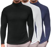 Ekouaer 3 Pack Turtleneck Long Sleeve Turtle Neck Shirts Basic Lightweight Undershirt Thermal Pullover Sweater Black/Navy/White S