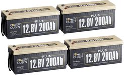 Power Queen 12V 200Ah PLUS LiFePO4 Battery, RV Lithium Battery with 200A BMS, 2560W Load Power, 15000 Deep Cycles for Motorhome, Trailer Van Camper, Solar, Off-Grid