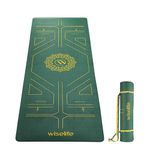 Wiselife True Alignment Yoga Mat + Sleek Yoga Strap For Men And Women (Probalance Tpe Material 6Mm Extra Thick Extra Long Extra Wide) (Emerald)