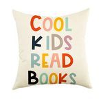 Ogiselestyle Farmhouse Pillow Covers with Cool Kids Read Books Quote 18 x 18 Inch Farmhouse Rustic Cushion Covers with Saying Family Room Décor