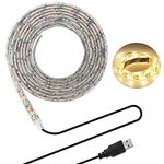 LED Strip Lights, USB TV Backlight 6.56ft/2m LED Lights for 40~60in HDTV, Waterproof SMD 3528 5V Warm White Bias Lighting, Reduce Eye Strain, Improve Contrast.USB Bias Lighting for Home Theater