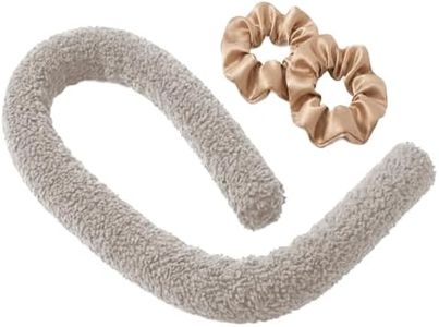 Heatless Curling Headband for Overnight Curls – The CozyCurlband Lightweight No-Heat Curlband with 2 Silk Scrunchies(VANILLA,LONG)