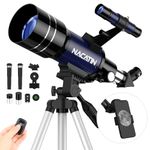 Telescope for Adults & Kids - NACATIN 70mm Aperture (16X-120X) Portable Refractor Telescopes for Astronomy Beginners, 400mm Professional Travel Telescope with A Smartphone Adapter (Blue, F30070)