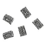 West Coast Paracord Viking Runes Metal Bead – Beads for Jewelry Making – Hair or Beard Accessory (Silver, 5 Pack)