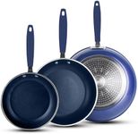 Granitestone 3 Pc Non Stick Frying Pans Set, Nonstick Frying Pans Nonstick 8/10 / 12 Inch Pan Skillets for Cooking with Stay Cool Handles, Induction Cookware, Dishwasher/Oven Safe, Non Toxic - Blue