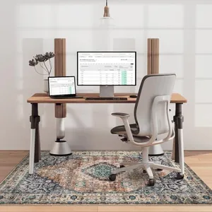 Nusoarug Office Chair Mat for Hardwood Floor, 48"60" Boho Under Desk Rug with Non-Slip Backing as Floor Protector, Computer Rolling Chair Mat for Office Home, Machine Washable, Red