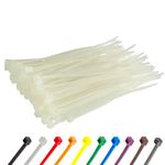 Gocableties Small White Cable Ties, 100mm x 2.5mm, Pack of 100, 4” Premium Nylon Zip Ties Clear/Natural, Plastic Tie Wraps, Secure Self-Locking Mechanism, for Home, Garden, Office and DIY