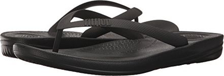 Fitflop Men's Iqushion Ergonomic Flip-flops Open Toe Sandals, Black Black 001, 8 UK