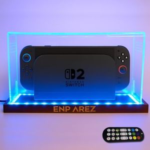 Universal Dust Cover for Nintendo Switch & Switch 2 Dock Mode – Anti-Dust, Anti-Scratch, Breathable Acrylic Protector w/RGB LED Light Base for Gaming Room Decor, Cool Switch 2 Accessories for Gamers