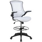 Flash Furniture Drafting Chair, 64.77 x 62.23 x 128.91 cm, White Mesh